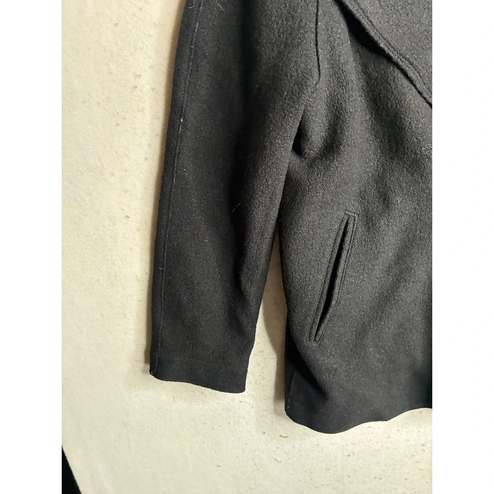 Banana Republic Mens Black 100% Wool Double Breasted Pea Coat Jacket Small